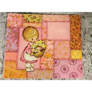 Vintage Hallmark 'Scraps' Scrapbook Photo Album 1971 Pink Patchwork Girl Flowers